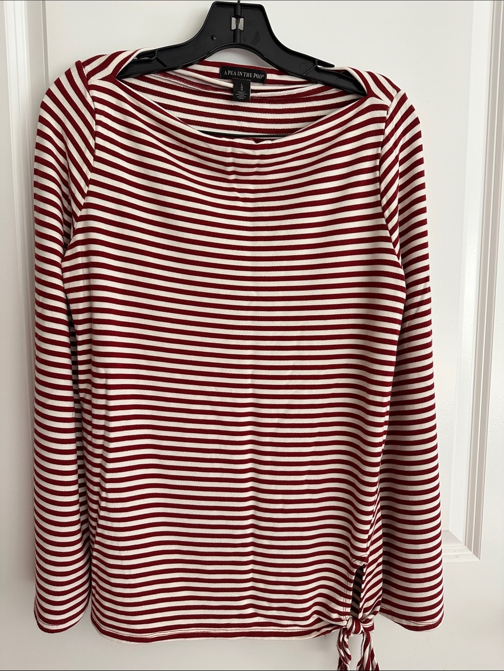 A Pea in the Pod Red & White Striped Maternity Long Sleeve Top